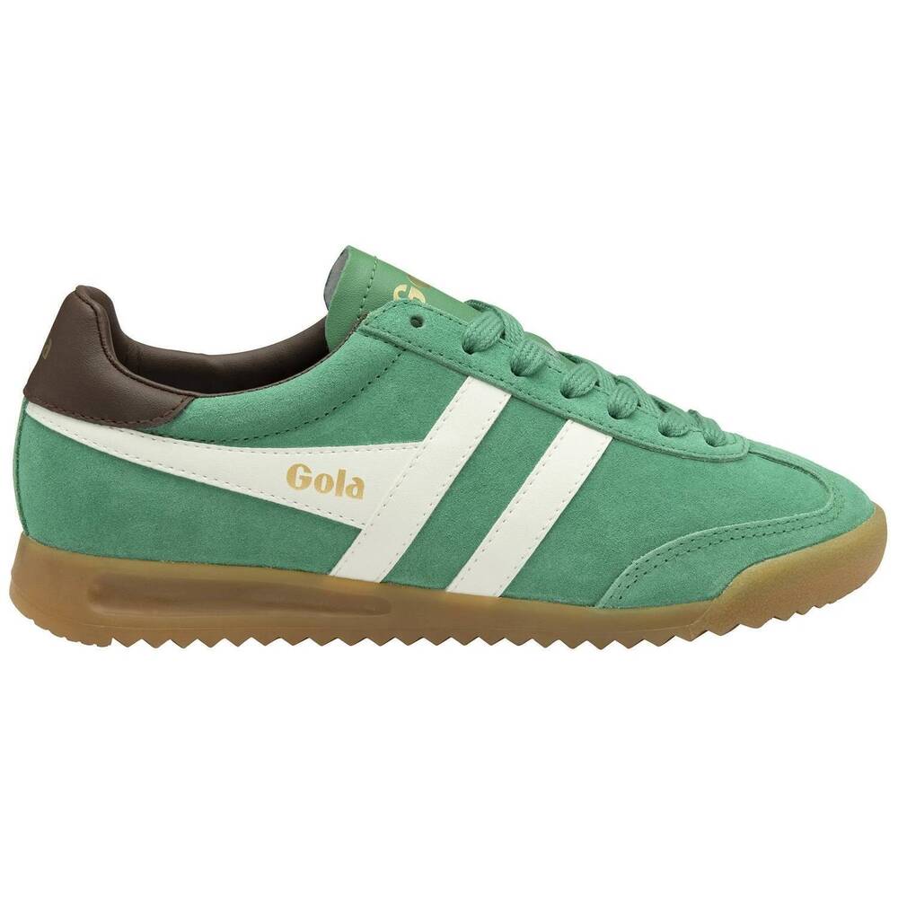 Gola Mint Green Suede Sneakers with White Stripes and Gum Sole